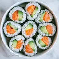 Healthy Avocado Salmon Roll with Sushi Rice