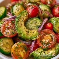 Cucumber Tomato Avocado Salad in 15 Minutes