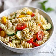 Simple Vegetarian Cold Pasta Salad for 8 Servings