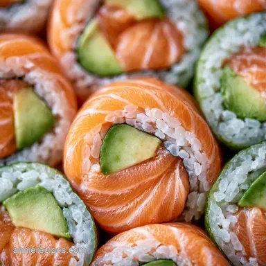 Avocado Salmon Roll for 8 Servings Recipe Card