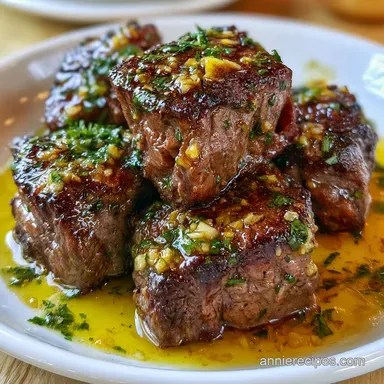 Quick Crock Pot Garlic Butter Steak Recipe Card