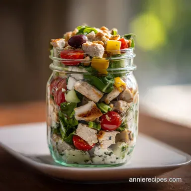 Easy Mason Jar Salads for Work: Mediterranean Chicken (4 Servings)