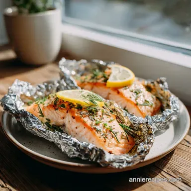 Simple Baked Salmon in Foil Packets for 4 Servings Recipe Card