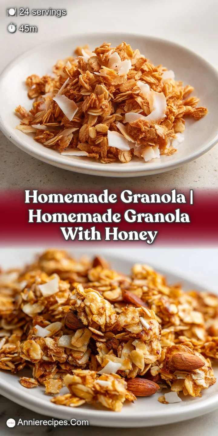 Macro shot of glistening, honey-glazed oat clusters with toasted almond slivers and shimmering golden highlights.