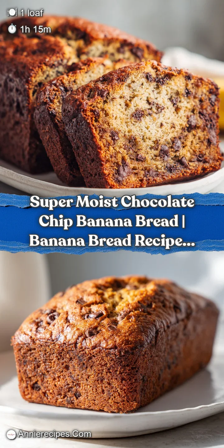 Close-up of a soft banana bread slice, showcasing a rich brown interior packed with melty chocolate chips and tender banana.