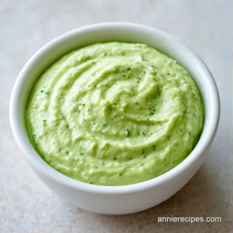 Pale green creamy dip in a white ceramic bowl surrounded by colorful sliced bell peppers on a slate platter.