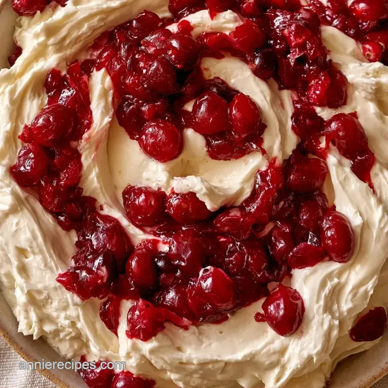 A festive platter featuring a swirl of white cream cheese dip with ruby-red cranberry jam and golden buttery crackers.