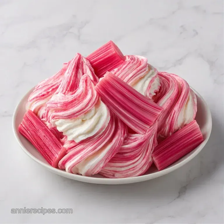 Elegant glass goblet filled with marbled pink and white cream, topped with a fresh mint leaf and a raspberry.