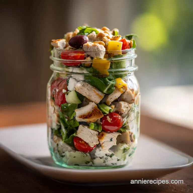 Mediterranean Chicken Mason Jar Salads