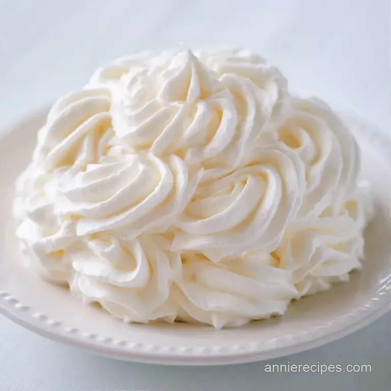 Elegant swirl of snowy white cream atop a warm slice of apple pie, finished with a light dusting of cinnamon.