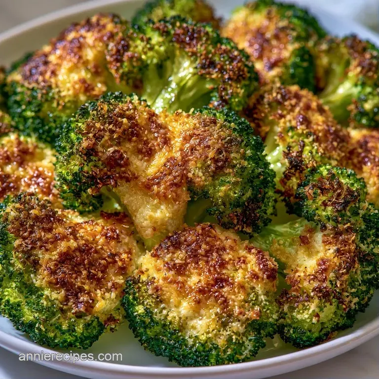 Tender roasted broccoli piled high on a white platter, finished with a squeeze of lemon and coarse sea salt.