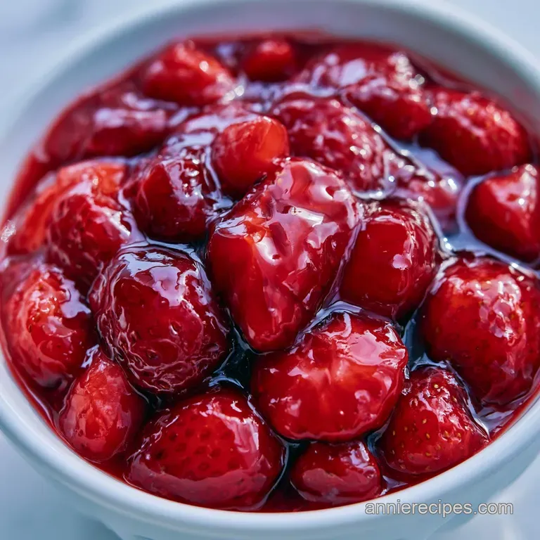 Glossy purple berry sauce cascading over a warm, golden-brown shortcake topped with a peak of snowy white cream.