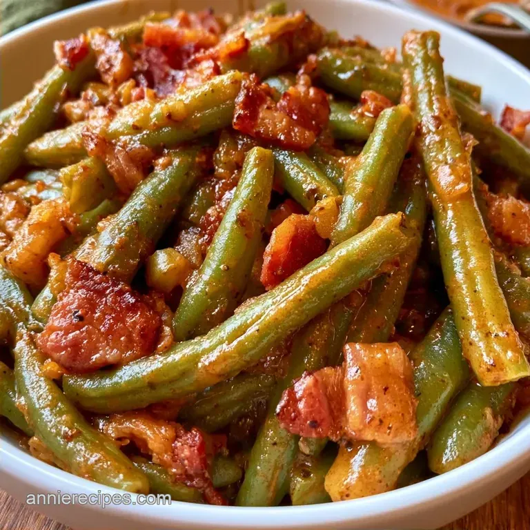 Southern Smothered Green Beans with Bacon